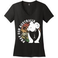 Vintage Pray For Australia Koala Women's V-Neck T-Shirt