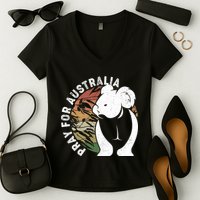 Vintage Pray For Australia Koala Women's V-Neck T-Shirt