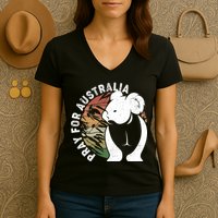 Vintage Pray For Australia Koala Women's V-Neck T-Shirt