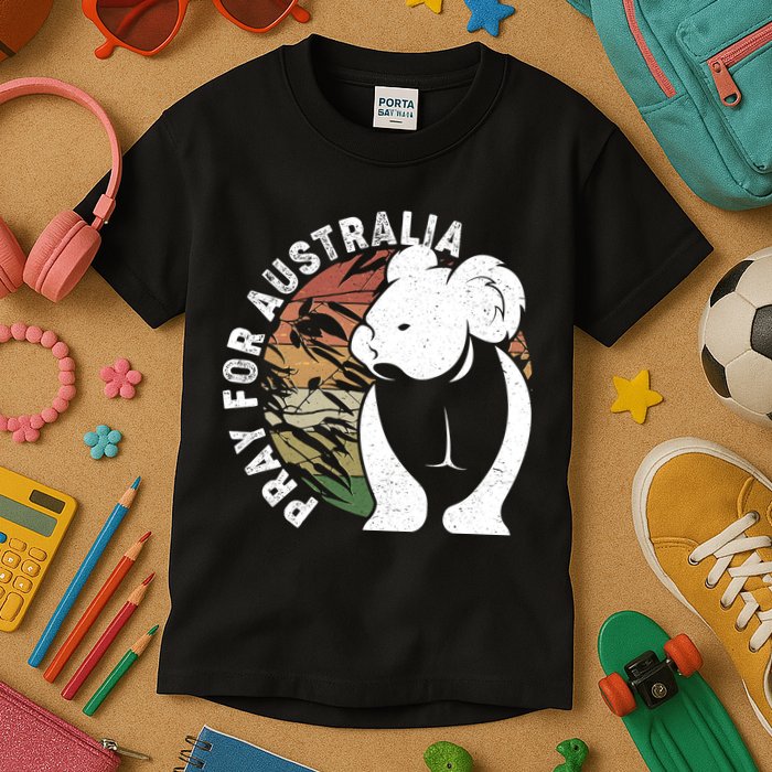 Vintage Pray For Australia Koala Kids T-Shirt