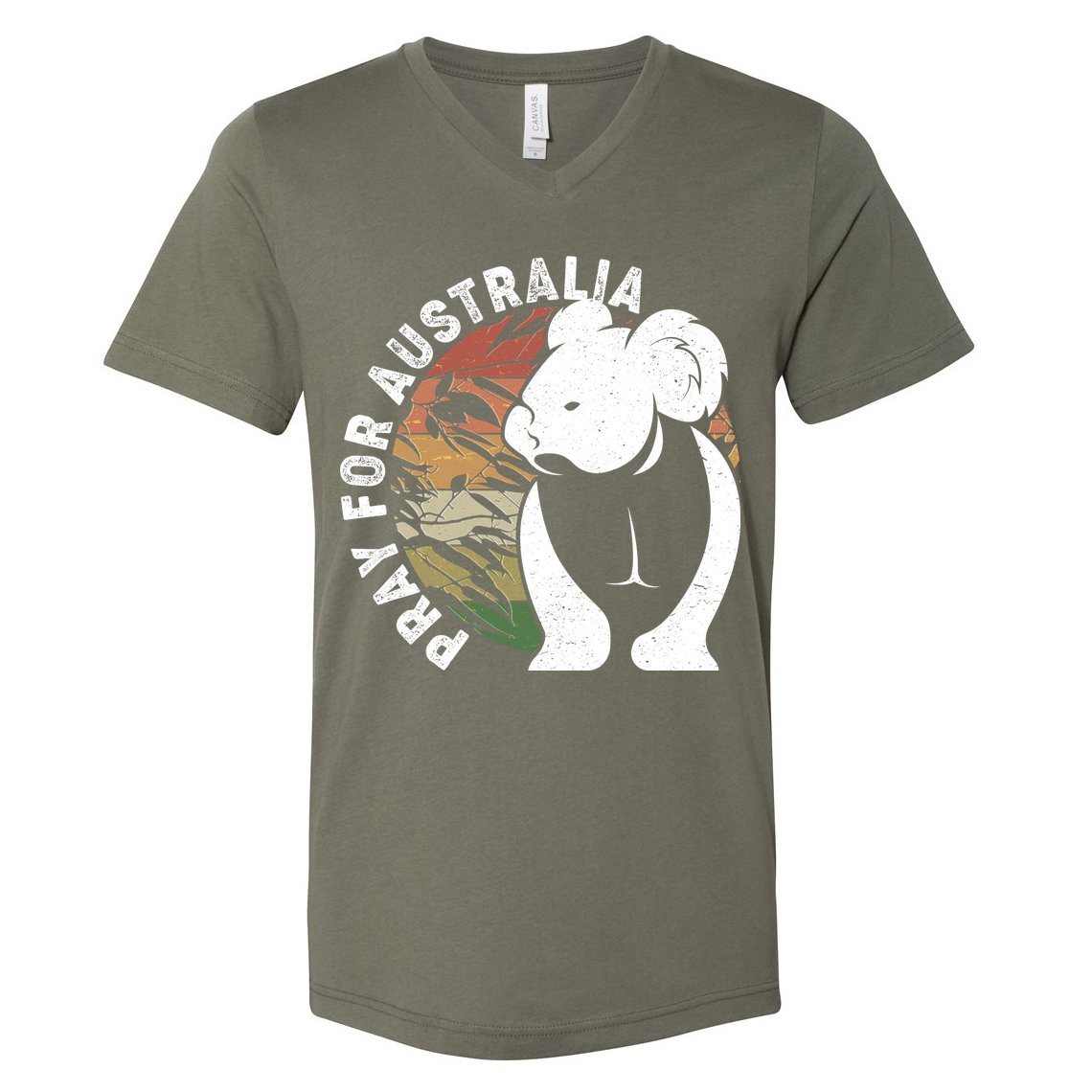 Vintage Pray For Australia Koala V-Neck T-Shirt