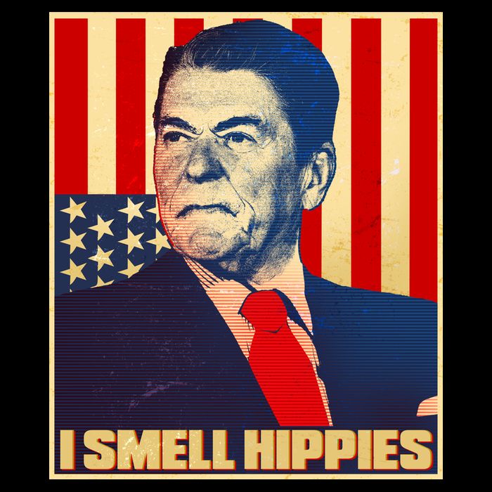 Vintage President Reagan I Smell Hippies USA-Made Doggie Bandana