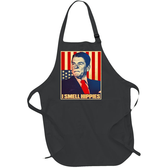 Vintage President Reagan I Smell Hippies Full-Length Apron With Pockets