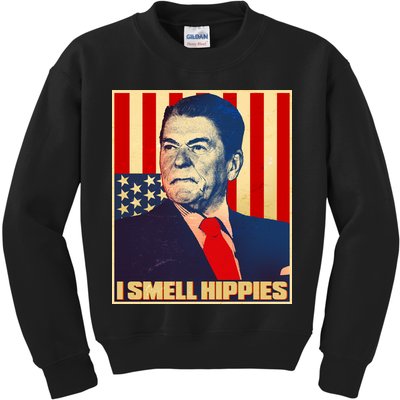 Vintage President Reagan I Smell Hippies Kids Sweatshirt