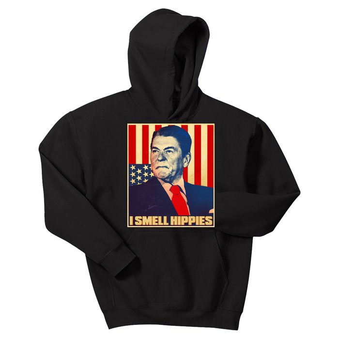 Vintage President Reagan I Smell Hippies Kids Hoodie