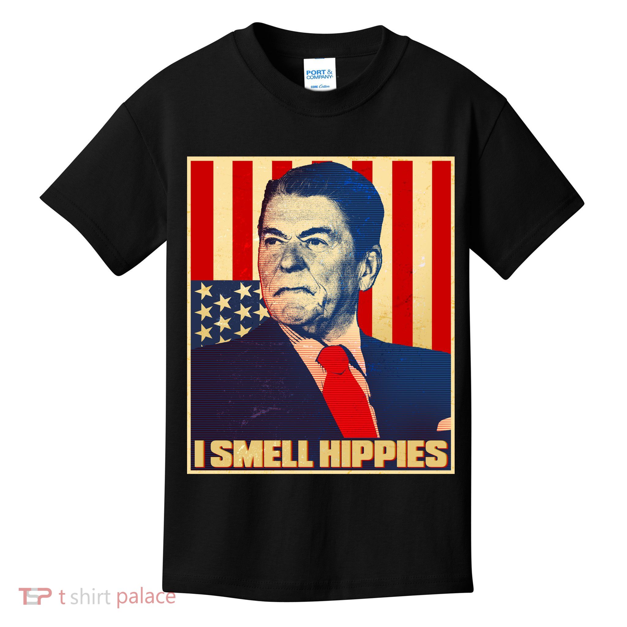 Vintage President Reagan I Smell Hippies Kids T-Shirt