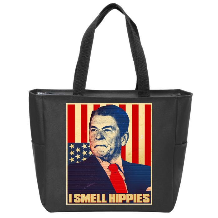 Vintage President Reagan I Smell Hippies Zip Tote Bag