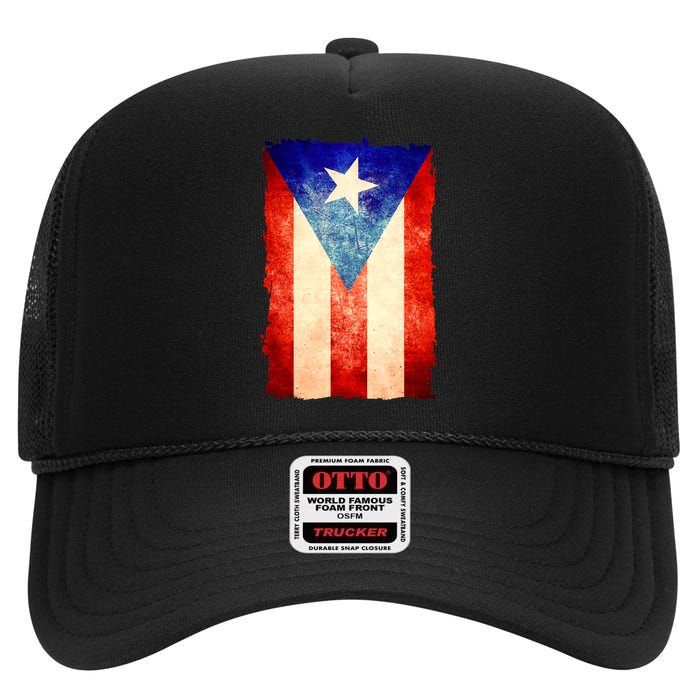 Vintage Puerto Rico Flag High Crown Mesh Back Trucker Hat