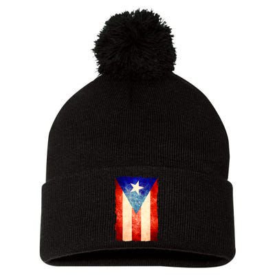 Vintage Puerto Rico Flag Pom Pom 12in Knit Beanie