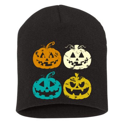 Vintage Pumpkin Halloween Short Acrylic Beanie