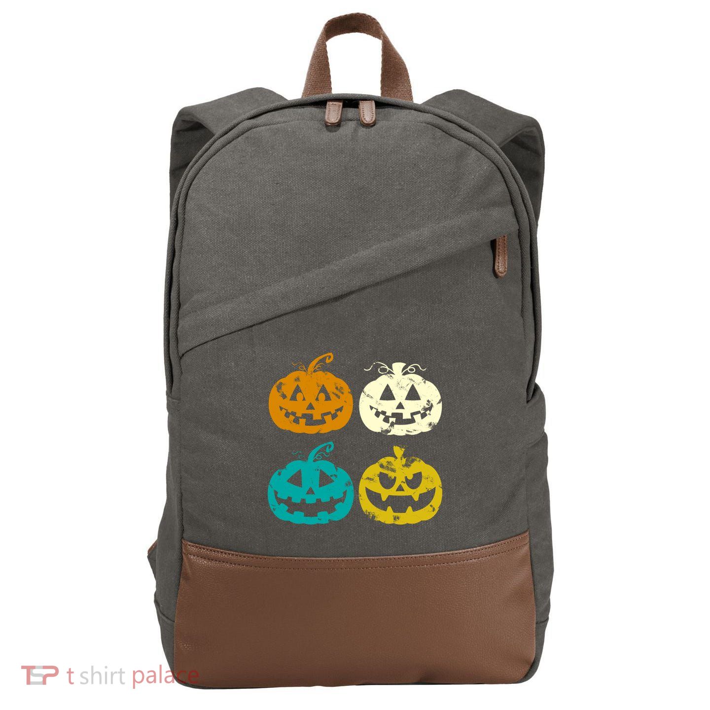 Vintage Pumpkin Halloween Cotton Canvas Backpack