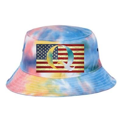 Vintage Q-Anon USA Flag Tie Dye Newport Bucket Hat