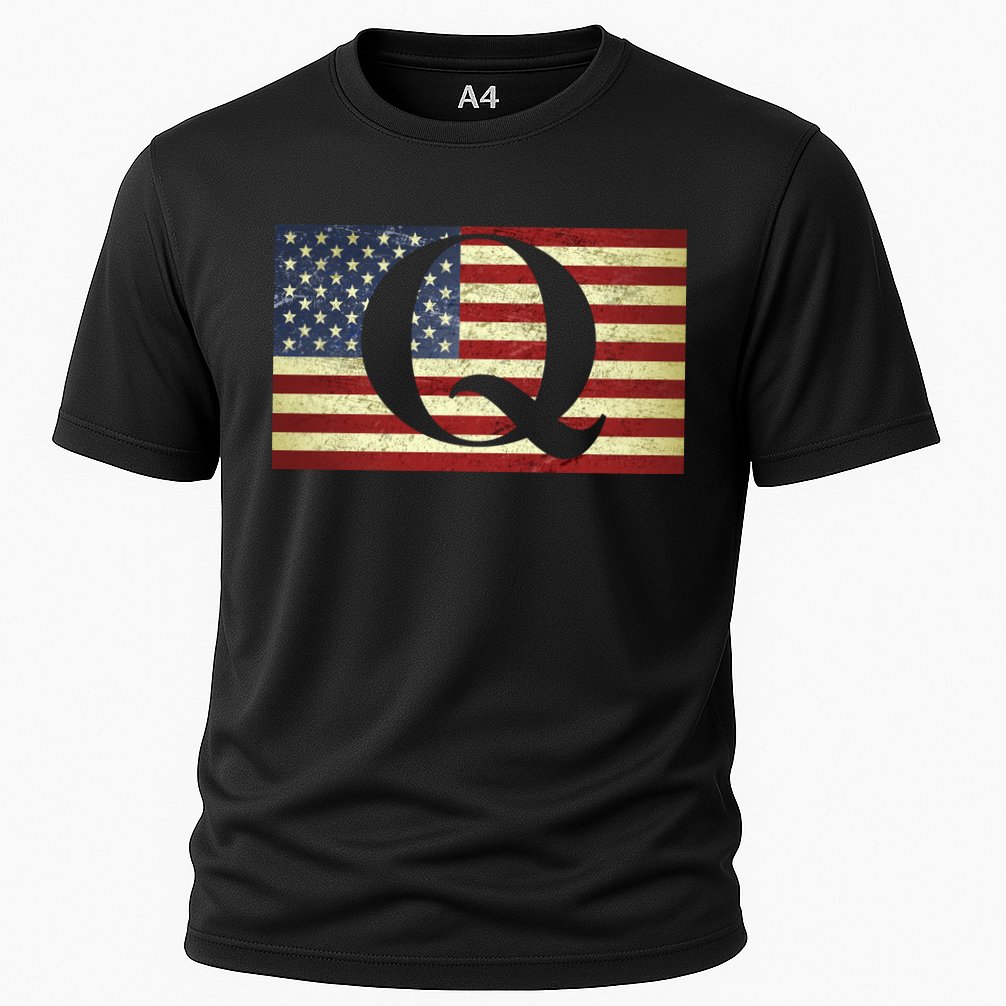 Vintage Q-Anon USA Flag Cooling Performance Crew T-Shirt