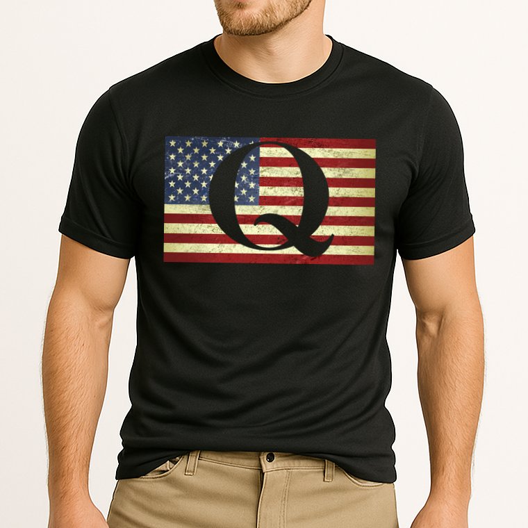 Vintage Q-Anon USA Flag Cooling Performance Crew T-Shirt