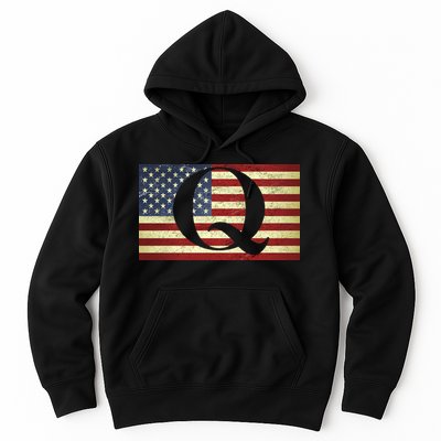 Vintage Q-Anon USA Flag Hoodie