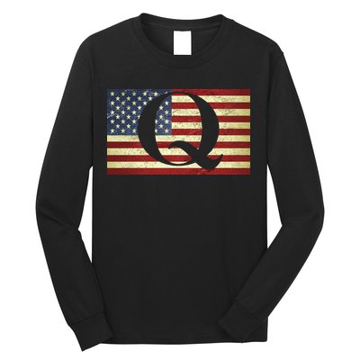 Vintage Q-Anon USA Flag Long Sleeve Shirt