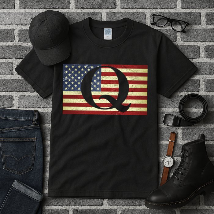 Vintage Q-Anon USA Flag Tall T-Shirt