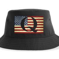 Vintage Q-Anon USA Flag Sustainable Bucket Hat