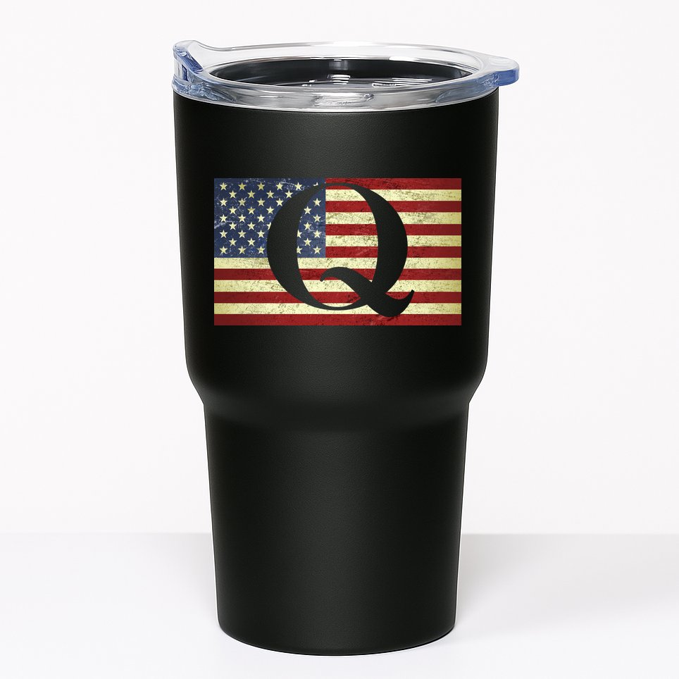 Vintage Q-Anon USA Flag Tumbler