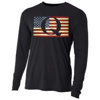 Vintage Q-Anon USA Flag Cooling Performance Long Sleeve Crew