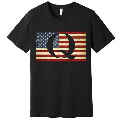 Vintage Q-Anon USA Flag Premium T-Shirt