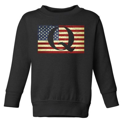 Vintage Q-Anon USA Flag Toddler Sweatshirt