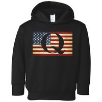 Vintage Q-Anon USA Flag Toddler Hoodie