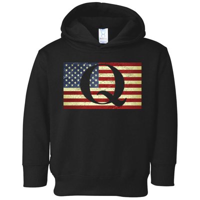 Vintage Q-Anon USA Flag Toddler Hoodie