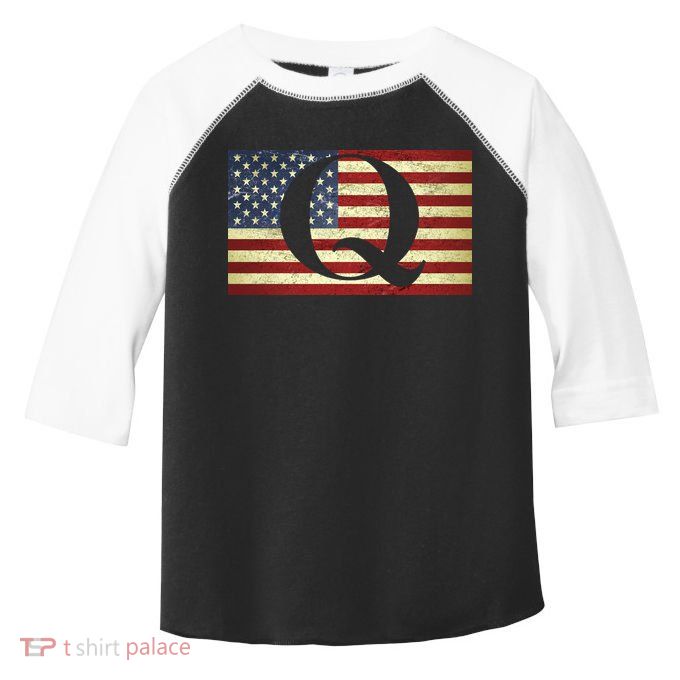 Vintage Q-Anon USA Flag Toddler Fine Jersey T-Shirt