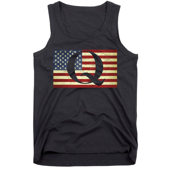 Vintage Q-Anon USA Flag Tank Top