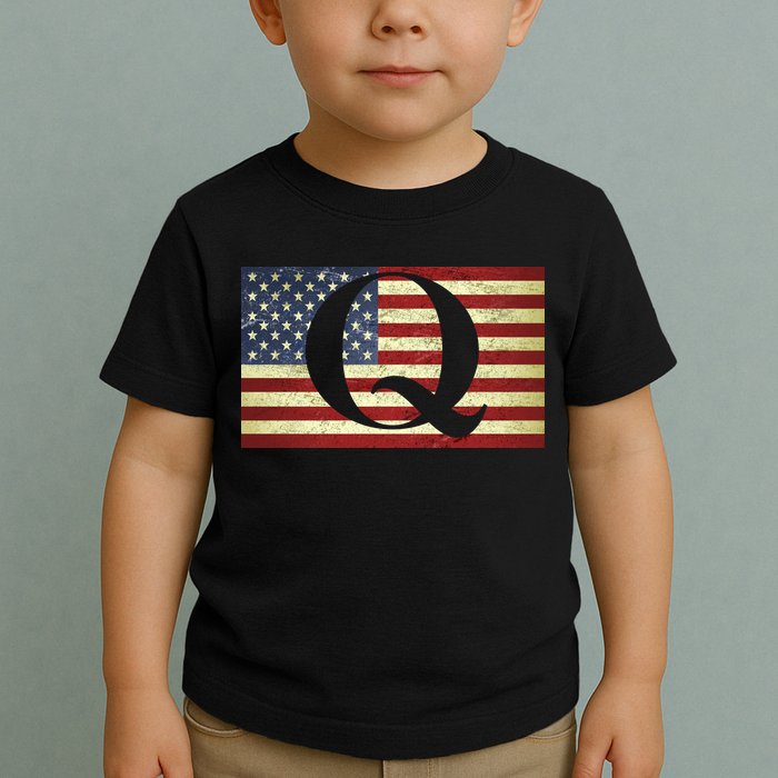 Vintage Q-Anon USA Flag Toddler T-Shirt