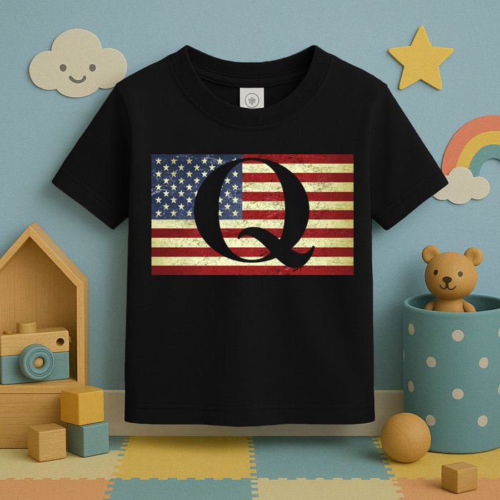 Vintage Q-Anon USA Flag Toddler T-Shirt
