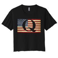 Vintage Q-Anon USA Flag Women's Crop Top Tee