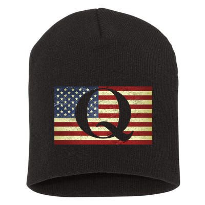 Vintage Q-Anon USA Flag Short Acrylic Beanie