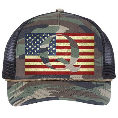 Vintage Q-Anon USA Flag Retro Rope Trucker Hat Cap