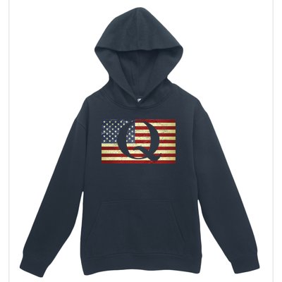 Vintage Q-Anon USA Flag Urban Pullover Hoodie