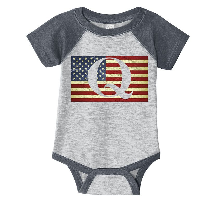 Vintage Q-Anon USA Flag Infant Baby Jersey Bodysuit