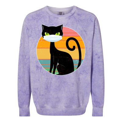 Vintage Quarantine Kitty Mask Colorblast Crewneck Sweatshirt