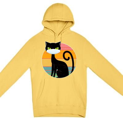 Vintage Quarantine Kitty Mask Premium Pullover Hoodie