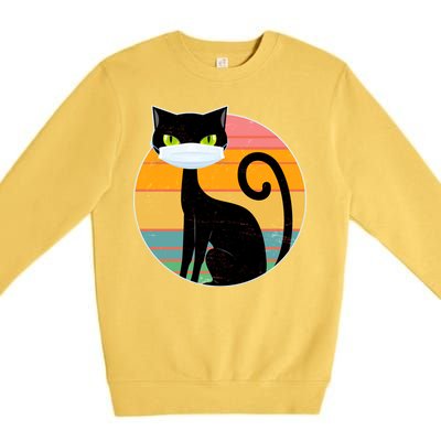 Vintage Quarantine Kitty Mask Premium Crewneck Sweatshirt