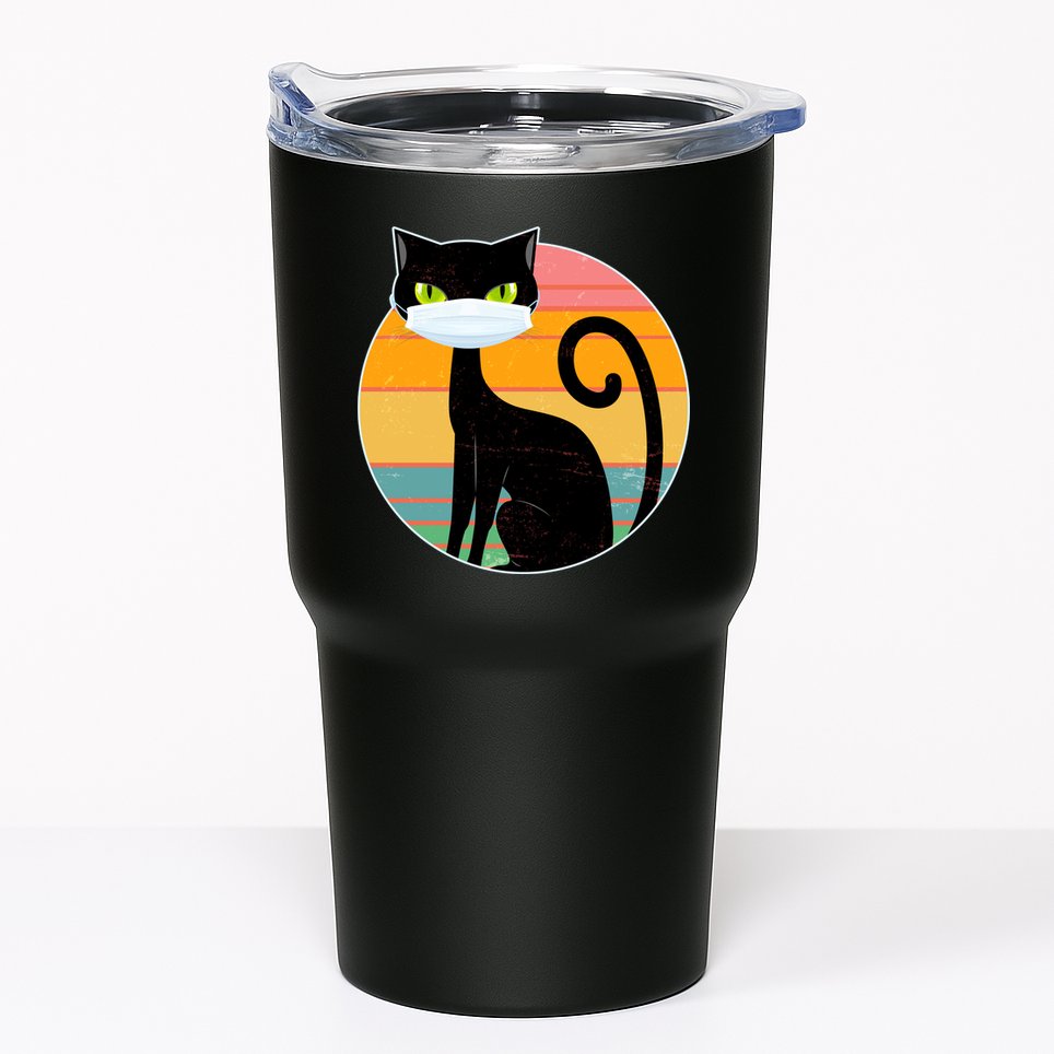 Vintage Quarantine Kitty Mask Tumbler
