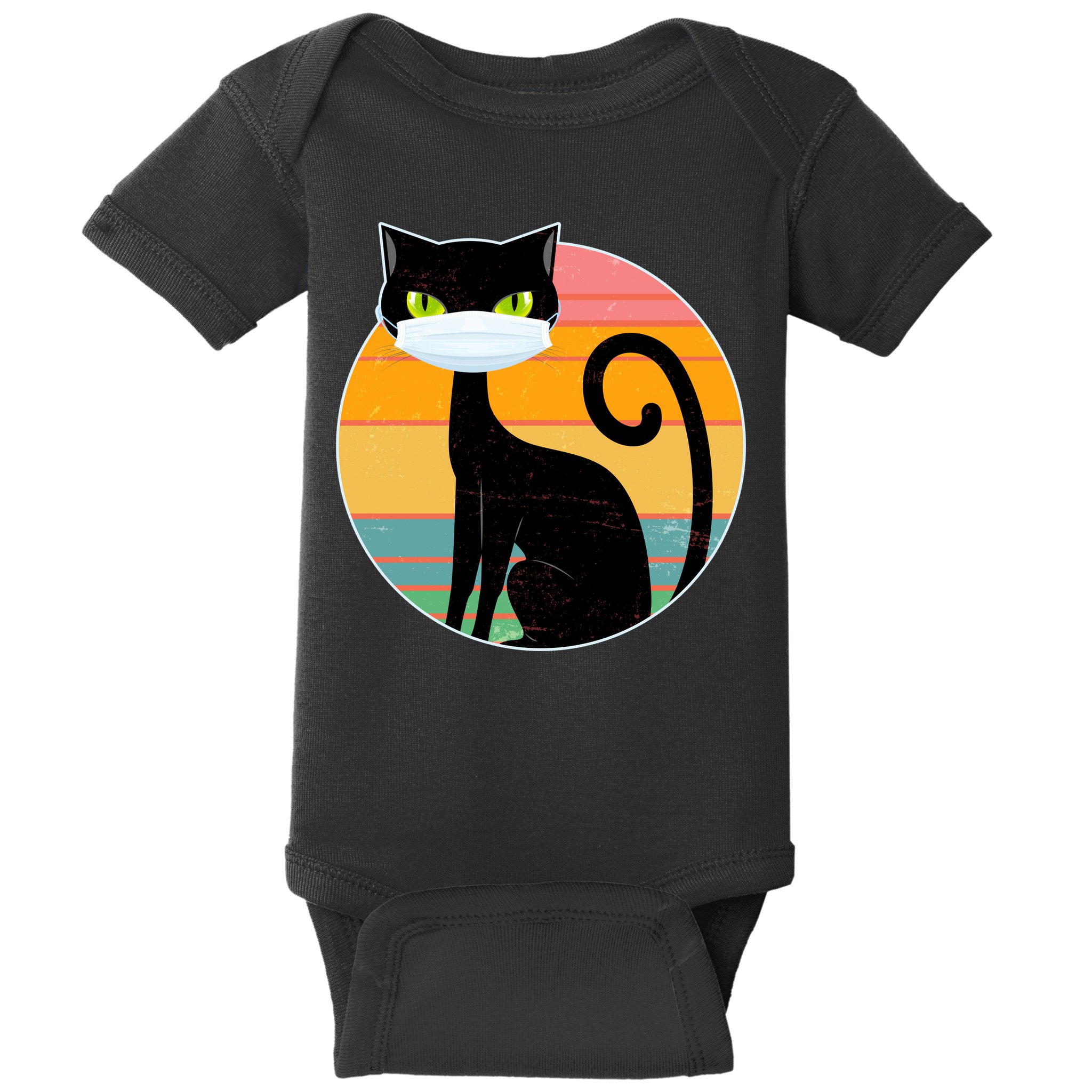 Vintage Quarantine Kitty Mask Baby Bodysuit