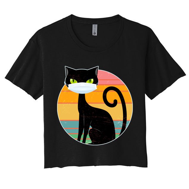 Vintage Quarantine Kitty Mask Crop Top
