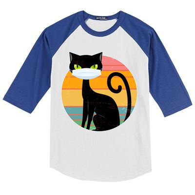 Vintage Quarantine Kitty Mask Kids Colorblock Raglan Jersey