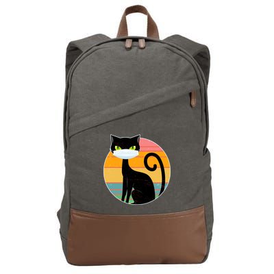 Vintage Quarantine Kitty Mask Cotton Canvas Backpack