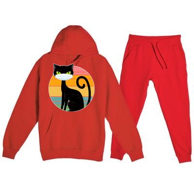 Vintage Quarantine Kitty Mask Premium Hooded Sweatsuit Set