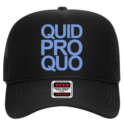 Vintage Quid Pro Quo Funny High Crown Mesh Back Trucker Hat