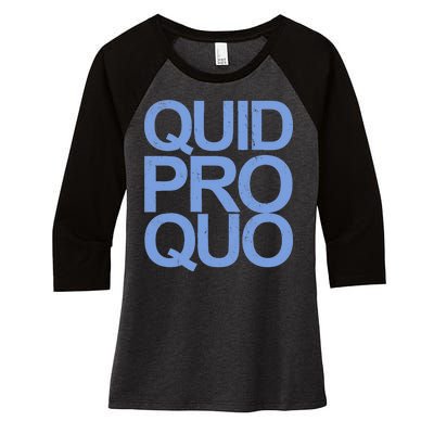 Vintage Quid Pro Quo Funny Women's Tri-Blend 3/4-Sleeve Raglan Shirt