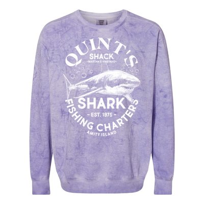 Vintage Quint's Shack Shark Fishing Charters Est 1975 Colorblast Crewneck Sweatshirt