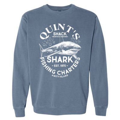 Vintage Quint's Shack Shark Fishing Charters Est 1975 Garment-Dyed Sweatshirt